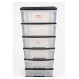Six Drawer Translucent Plastic Storage Drawers