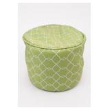 Green Patterned Upholstered Round Ottoman