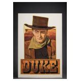 Pencil Signed John Wayne Wooden Art Titled DUKE