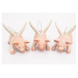 Lot of Three Pink Flying Pigs Ceramic Decor