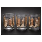 Lot of Three Western Cowboy-Boot Glass Tumblers
