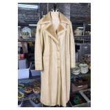 Size Cream Vinyl Coat with Faux-Fur Trim, Size 10