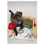 Vintage Boy Scout Items Boots Shirts Scarves Etc