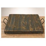 Rustic Wooden Tray with Black Metal Handles
