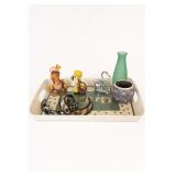 Lot of Mixed Collectibles on Pfaltzgraff Tray