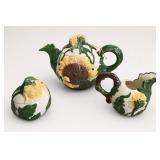 Three-Piece Sunflower Ceramic Tea Service