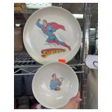 Vintage Superman Melamine Dinnerware Plate & Bowl