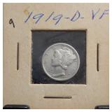 1919-D Mercury Dime in 2x2 Holder