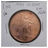 1 AVDP Ounce .999 Copper Liberty-Style Round