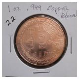 Bitcoin 1 oz .999 Copper Round
