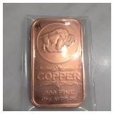 1 AVDP Oz .999 Fine Indian Head Copper Bar