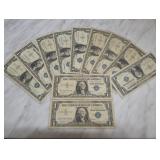 Eleven 1957 $1 Silver Certificates