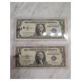 Two 1935 & 1935F $1 Silver Certificates