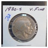 1930-S Buffalo Nickel, Very Fine