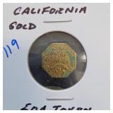1855 California 50c Octagonal Gold Token