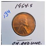 1954-S Lincoln Wheat Cent, BU