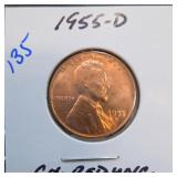 1955-D Lincoln Wheat Cent, Red UNC