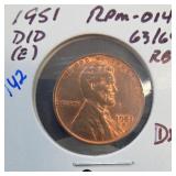 1951-D/D Lincoln Wheat Cent, D/D Claim