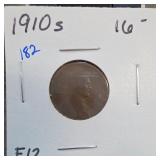 1910-S One-Cent Coin, F-12 Holder Grade