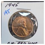 1945 Lincoln Wheat Cent, Choice Red UNC