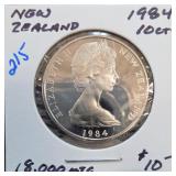 1984 New Zealand James Berry 10-Cent Koruru Coin
