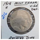 1918-S Lincoln Wheat Cent, Rotated Dies