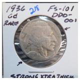 1936 Buffalo Nickel, DDO-001, FS-101