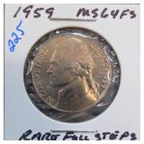 1959 Jefferson Nickel, MS64, Full Steps