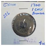 1700 Worn East Asian Square-Hole Coin