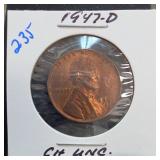 1947-D Lincoln Wheat Cent, Gem UNC
