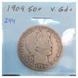 1909 Barber Half Dollar, VG+
