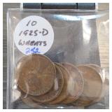 10 Lincoln Wheat Cents, Marked 1925-D