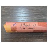 Wrapped Coin Roll Marked 1962-D Ch Unc