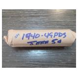 1940-49 Labeled Jefferson Nickel Roll