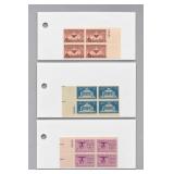 Set of Three United States Post Plate Blocks