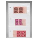 Set of Three U.S. Post Office Plate Blocks