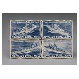 British Warship Week Poster Labels, Block of 4