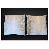 Pair of Beige-and-White Spotted Pillows