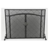 Black Metal Folding Fireplace Screen