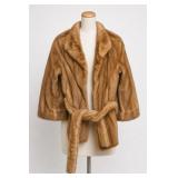 Brown Mink Fur Wrap Cape Coat