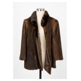David Green Brown Ribbed Mink Fur Jacket