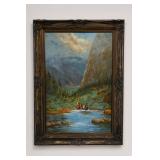 24in x36 Unsigned Oil Painting Mountain