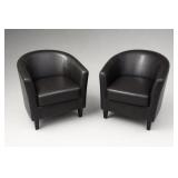 Pair of Dark Upholstered Tub Chairs