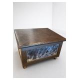 Upholstered Lift-Top Storage Ottoman Cow Hide