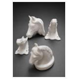4 White Glazed Horses / Table Lighter