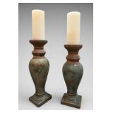 Pair of Glazed Ceramic Candle Holders