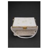White Beaded Evening Purse with Strap