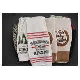 Set of Five Mixed Kitchen Towels, & Utensils
