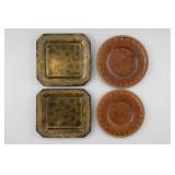Lot of 4 Decorative Square & Round Trays