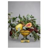 Glazed Majolica Artificial Fruit Centerpiece